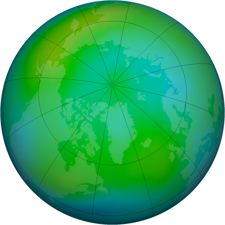 Arctic ozone map for October 1987